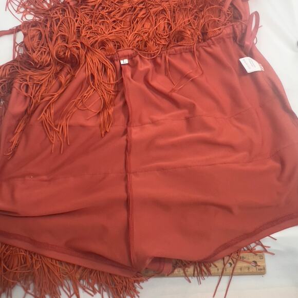 Cami String Halter Romper Jumpsuit Burnt Orange Women's Large Sexy Costume Cute - Picture 12 of 16